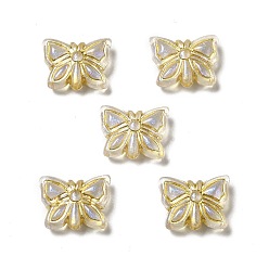 Clear UV Plating Acrylic Beads, Golden Metal Enlaced, Butterfly, Clear, 11x14.5x5mm, Hole: 1.8mm, about 740pcs/500g