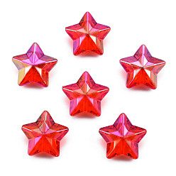 Красный Гальванические радужные переливающиеся акриловые бусины, звезда, красные, 18x18.5x9 мм, отверстие : 1.8 мм