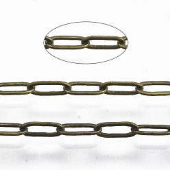 Античная Бронза Латунные скрепки, Плоско-овальные, тянутые удлиненные кабельные цепи, пайки, с катушкой, без кадмия, без никеля и без свинца, античная бронза, 7.6x2.6x0.5 мм, около 301.83 футов (92 м) / рулон