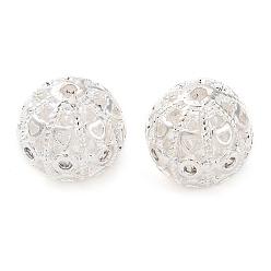 Серебро Латунные микро-паве прозрачные кубические цирконии разделители baeds, долговечный, круглые, серебряные, 9.5 мм, отверстие : 1.2 мм