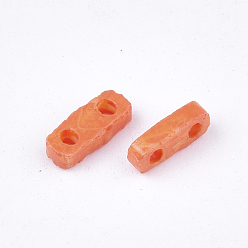 Tomato 2-Hole Baking Paint Glass Seed Beads, Rectangle, Tomato, 4.5~5x2x1~1.5mm, Hole: 0.5~0.8mm