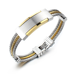 Золотой & Цвет Нержавеющей Стали 304 браслеты из нержавеющей стали для мужчин и женщин, золотые и нержавеющая сталь цвет, внутренний диаметр: 2-3/8 дюйм (6 см)