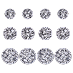 Серебро 12 шт. 3 стили полиэстеровые заплатки для пришивания и утюжки, термоклей, аппликации из ткани, форма диско-шара, серебряные, 51~71x1.5 мм, 4 шт / стиль