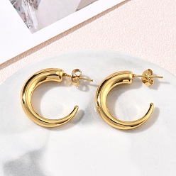 Doré  304 boucles d'oreille en acier inoxydable, boucles d'oreilles demi-créoles, or, 23x5mm