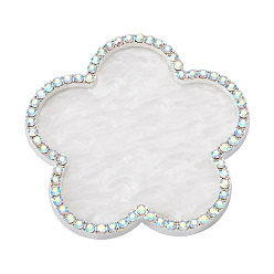 Белый Палитра цветов для нейл-арта из смолы, со стеклянными стразами, цветок, белые, 7.85x7.85x0.6 см