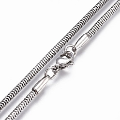 Stainless Steel Color 304 Stainless Steel Snake Chain Necklaces, with 304 Stainless Steel Clasps, Stainless Steel Color, 23.6 inch(60cm), 3mm