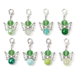 Зеленый Ангел стеклянный кулон украшение, Застежки-когти из сплава омара, подвески для украшений сумок, зелёные, 33 мм
