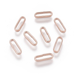 Розовое Золото 304 Быстроразъемные соединения из нержавеющей стали, связывающий кольца, овальные, розовое золото , 10x3.5x2 мм, Внутренний диаметр: 8.5x2 мм