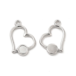 Нержавеющая Сталь Цвет Устойчивые к потускнению 304 подвески из нержавеющей стали, сердце с круглым подносом, цвет нержавеющей стали, 14x16x2 мм, отверстие : 1.6 мм, лоток : 4 мм