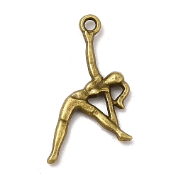 Antique Bronze Tibetan Style Alloy Pendants, Exercising Girl Charms, Sports Theme Charm, Antique Bronze, 22.5x13x2.5mm, Hole: 1.4mm, about 1000pcs/1000g
