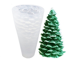 White 3D Christmas Tree DIY Candle Silicone Molds, for Xmas Tree Scented Candle Making, White, 7.5x14.2cm, Inner Diameter: 6.5x13.1cm