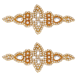 Doré  Accessoires d'ornement en alliage de strass, fleur, or, 15.3x6.4x0.4 cm