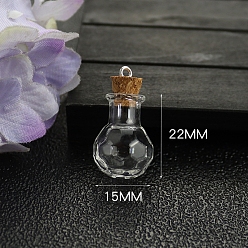 Round Glass Bead Containers, with Cork Lid, Round, 1.5x2.2cm