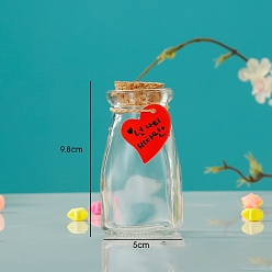 Прозрачный Стеклянная пустая бутылка желаний, с пробковой пробкой, бумажными бирками случайного стиля и джутовой бечевкой, для изготовления поделок, прозрачные, 5x9.8 см