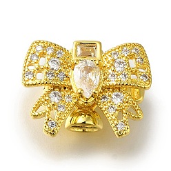 Золотой Латунная стойка с микропаве из кубического циркония, без свинца и без кадмия, долговечный, бантом, золотые, 19x15x10 мм