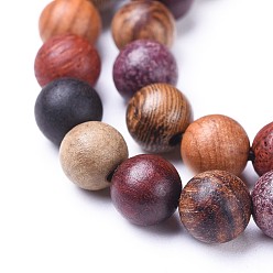 Colorful Natural Wood Beads Strands, Round, Colorful, 10mm, Hole: 1.2mm, about 40pcs/strand, 15.7 inch(40cm)