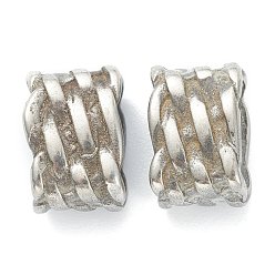 Antique Silver 304 Stainless Steel Linking Rings, Oval, Textured, Antique Silver, 12x8x6.5mm, Inner Diameter: 9x3.5mm