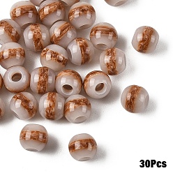 Sienna 30Pcs Resin European Beads, Large Hole Beads, Round, Sienna, 12x11mm, Hole: 4mm