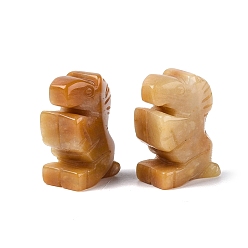 Jade Topazee Figurine de cheval en jade topaze naturelle, cadeau de pierre énergétique feng shui pour la décoration de bureau à domicile, 25.5~27x17.5~20x11~13mm