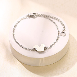 Squirrel 304 maillons en acier inoxydable bracelets, couleur inox, sans ternissement, écureuil, 6.50 pouce (16.5 cm)