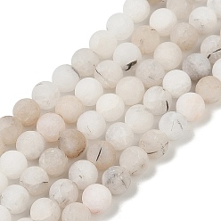 Rutilated Кварц Природные Rutilated кварцевые нити бисера, матовые, круглые, 6 мм, отверстие : 1 мм, около 58~60 шт / нитка, 15 дюйм