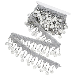 Серебро 4.5м ПВХ кисточка кружевная отделка, серебряные, 3-1/2 дюйм (88 мм)