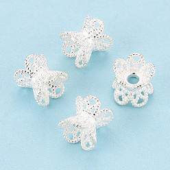Серебро 925 стерлингов серебряные шарики Spacer, цветок, серебряные, 6.1x6.9x6.9 мм, отверстие : 1.8 мм