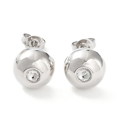 Platinum Brass Half Round Stud Earring Findings, Earring Settings for Rhinestone, Cadmium Free & Lead Free, Platinum, 10mm, Fit for 3mm Rhinestone