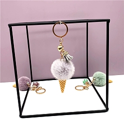 Светло-серый Брелок с пушистым помпоном в виде мороженого, для украшения сумки, брелок подарок и рюкзак для телефона, светло-серый, 14.5 см