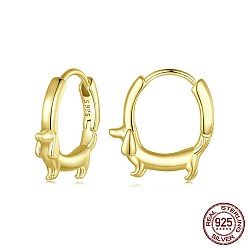 Золотой 925 серьги из серебра из серебра, собака, золотые, 14x3 мм