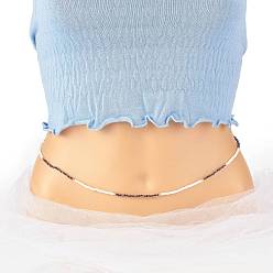 Черный Стеклянные бусины на талии, для женщин девушек, летние украшения, чёрные, 31-1/2 дюйм (80 см)