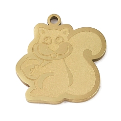 Golden 201 Stainless Steel Pendants, Squirrel Charm, Golden, 21.5x20x1.5mm, Hole: 1mm