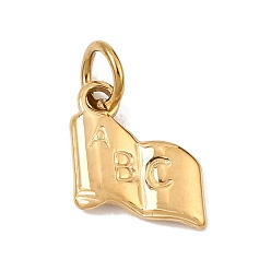 Real 18K Gold Plated 304 Stainless Steel Charms, Book with Letter ABC Charms, Real 18K Gold Plated, 13.5x11x2mm, Hole: 6mm