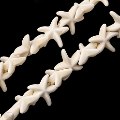 Белый Синтетические бусины, окрашенные в бирюзовый цвет, морская звезда, белые, 14x13x4.5 мм, отверстие : 1.2 мм, около 41 шт / нитка, 13.58'' (34.5 см)