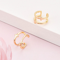 Настоящее золото 18K Латунь манжеты серьги, арка, реальный 18 k позолоченный, 11.5~12x12~13x9~11 мм