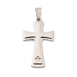 Нержавеющая Сталь Цвет Не тускнеющие 304 подвески из нержавеющей стали, крест очарование, религия, цвет нержавеющей стали, 42x25x3.5 мм, отверстие : 4.6x7.8 мм