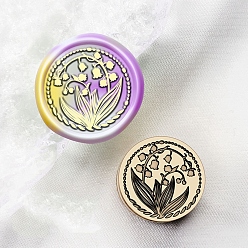 Цветок Сургучная печать латунная головка штампа, для сургучной печати, цветок, 15x15 мм, отверстие : 7 мм