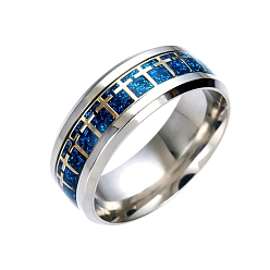 Deep Sky Blue Bling Titanium Steel Cross Finger Ring for Easter, Deep Sky Blue, US Size 6(16.5mm)