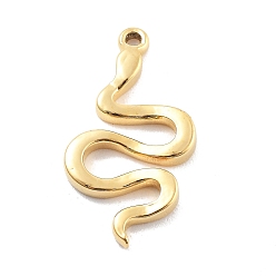 Настоящее золото 18K 304 подвески из нержавеющей стали, вакуумное покрытие pvd, змеиные чары, реальный 18 k позолоченный, 19.5x11x2 мм, отверстие : 1.1 мм