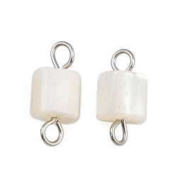Нержавеющая Сталь Цвет Подвески-коннекторы из натуральной ракушки, с 304 двойными петлями из нержавеющей стали, цвет морской раковины, цвет нержавеющей стали, 12.5~14x6 мм, отверстие : 1.6~2.5 мм