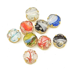 (52) Непрозрачная лаванда Шить на горный хрусталь, многожильные звенья из стекла, хрусталя и стразов, с настройками латуни, аксессуары для одежды, квадратный, разноцветные, 13x13x6.5 мм, отверстие : 1 мм