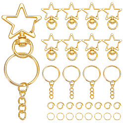 Золотой Наборы для изготовления брелоков в форме звезды своими руками, включая поворотные застежки-карабины из цинкового сплава, железные брелоки для ключей и открытые кольца для прыжков, золотые
