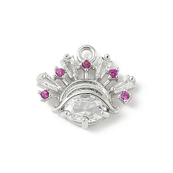 Платина Латунные микро проложить кубического циркония подвески, без кадмия, без никеля и без свинца, головной убор женщины украшения амулеты, платина, 13x14.5x3.5 мм, отверстие : 1.5 мм