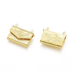 Golden Brass Locket Pendants, Photo Frame Charms for Necklaces, Bag, Golden, 16.8x21.8x3.5mm, Hole: 1mm