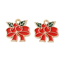 Bowknot Подвески из эмали и сплава, Новогодняя тема, золотой свет, бантом, 16x16x1.2 мм, отверстие : 1.6 мм