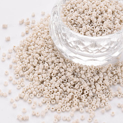 Beige Glaszylinderperlen, Perlen, Backen Farbe, Rundloch, beige, 1.5~2x1~2 mm, Bohrung: 0.8 mm, ca. 45000 Stk. / Beutel, ungefähr 1Pfund/Beutel