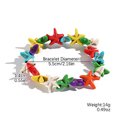 Разноцветный Браслеты из окрашенных синтетических бирюзовых бусин для женщин, морская звезда, красочный, внутренний диаметр: 2-1/8 дюйм (5.5 см)