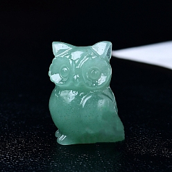 Зеленый Авантюрин Резные натуральные зеленые авантюрины в форме совы, витрины, украшения, для домашнего офисного стола, 35 мм