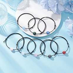 (52) Непрозрачная лаванда Смола имитация кошачьего глаза регулируемые браслеты для мужчин и женщин, круглые, с корейскими вощеный шнур полиэстера, разноцветные, внутренний диаметр: 2 дюйм (5.05~5.15 см)