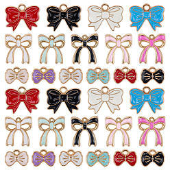 (52) Непрозрачная лаванда 60 шт 15 стили подвеска из цинкового сплава с эмалью, золотой свет, бантом, разноцветные, 8.5~19.5x12~18x1.5~3 мм, отверстие : 1.5~2 мм, 4 шт / стиль